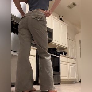 Grey Flare Jeans With Unique Pockets & Details Y2K